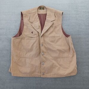 Wyoming Traders Bronco Vest‎ Mens 2XL Beige Canvas Western Snap Lined Cowboy